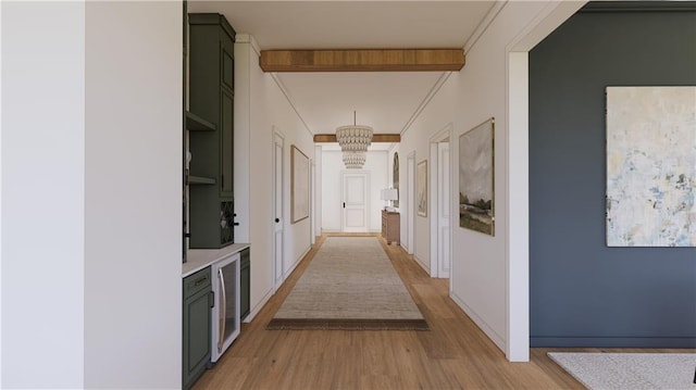 1617 Homer St, Metairie, LA 70005 - hall featuring light wood-type flooring and beverage cooler