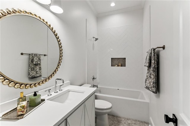 1617 Homer St, Metairie, LA 70005 - full bathroom with toilet, vanity, shower / tub combination, and recessed lighting