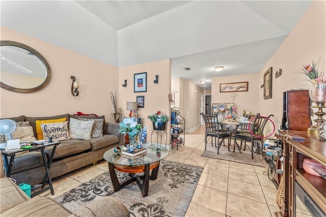 9101-9103 Atreus St, Chalmette, LA 70043 - living room with light tile patterned floors and high vaulted ceiling