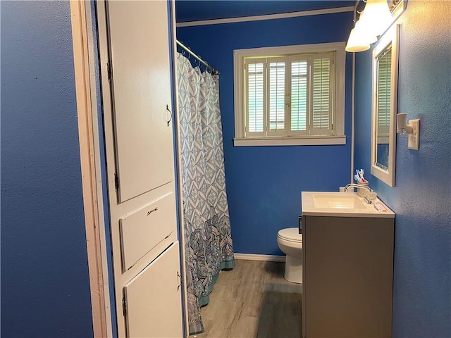 10116 16th Hwy, Amite, LA 70422 - full bath with vanity, toilet, wood finished floors, and baseboards