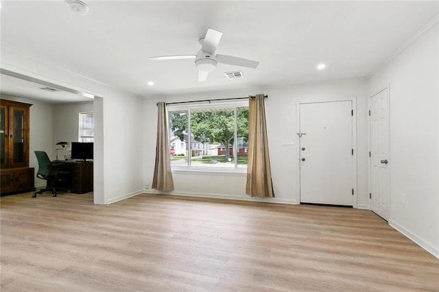 2320 Roosevelt Blvd, Kenner, LA 70062 - foyer entrance with light wood-style flooring, baseboards, recessed lighting, and ceiling fan