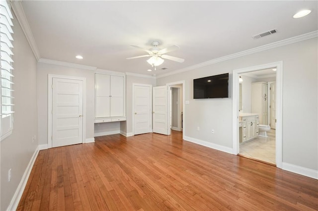 404 Atherton Dr, Metairie, LA 70005 - unfurnished bedroom with baseboards, light wood-style floors, recessed lighting, and ornamental molding