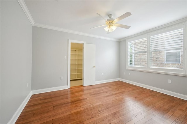 404 Atherton Dr, Metairie, LA 70005 - empty room featuring ceiling fan, light wood-style flooring, ornamental molding, and baseboards
