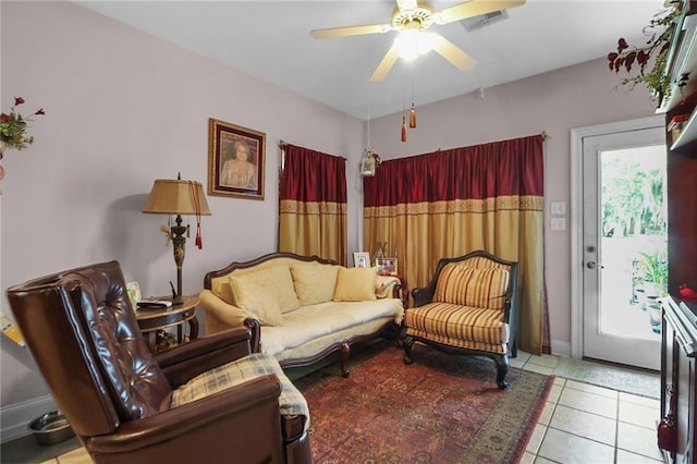 135 Maud Olive Dr, Belle Chasse, LA 70037 - tiled living area featuring ceiling fan