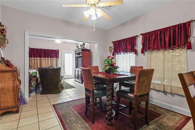 135 Maud Olive Dr, Belle Chasse, LA 70037 - dining room with a ceiling fan and tile patterned flooring