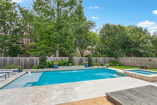 436 Northpark Blvd, Covington, LA 70433 - view of swimming pool featuring a patio area, a fenced backyard, and a pool with connected hot tub