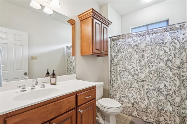 436 Northpark Blvd, Covington, LA 70433 - full bathroom featuring vanity, toilet, tile patterned flooring, and a shower with curtain