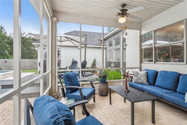 436 Northpark Blvd, Covington, LA 70433 - sunroom with an outdoor hangout area and ceiling fan