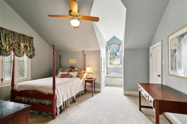 9816 Elm Pl, River Ridge, LA 70123 - bedroom with lofted ceiling, carpet floors, baseboards, and ceiling fan