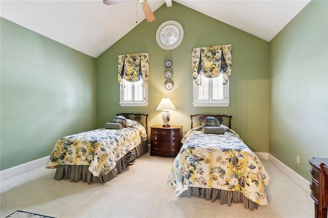 9816 Elm Pl, River Ridge, LA 70123 - carpeted bedroom featuring vaulted ceiling, ceiling fan, and baseboards
