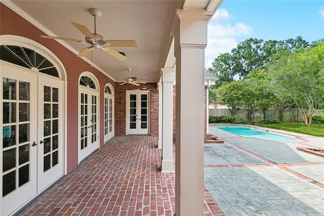 9816 Elm Pl, River Ridge, LA 70123 - view of patio / terrace with french doors and ceiling fan
