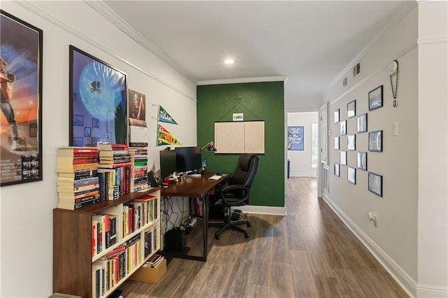 732 Cherokee St Unit 305, New Orleans, LA 70118 - home office with wood finished floors, crown molding, and recessed lighting