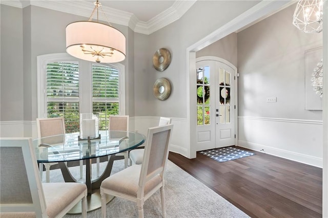 331 Memphis Trce, Covington, LA 70433 - dining area with dark wood finished floors and crown molding