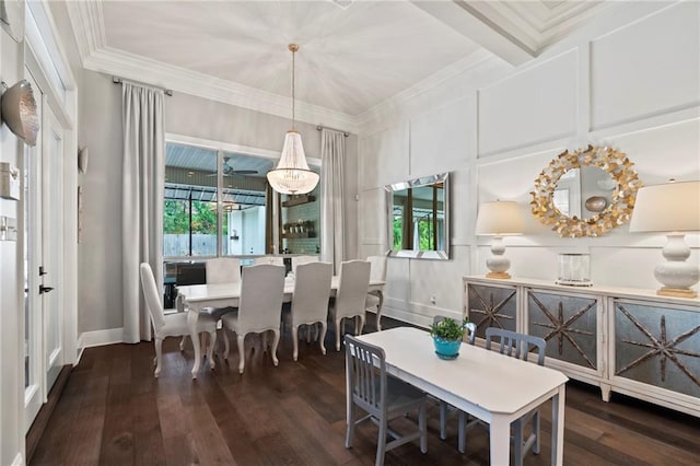 331 Memphis Trce, Covington, LA 70433 - dining area featuring wood-type flooring, crown molding, and baseboards