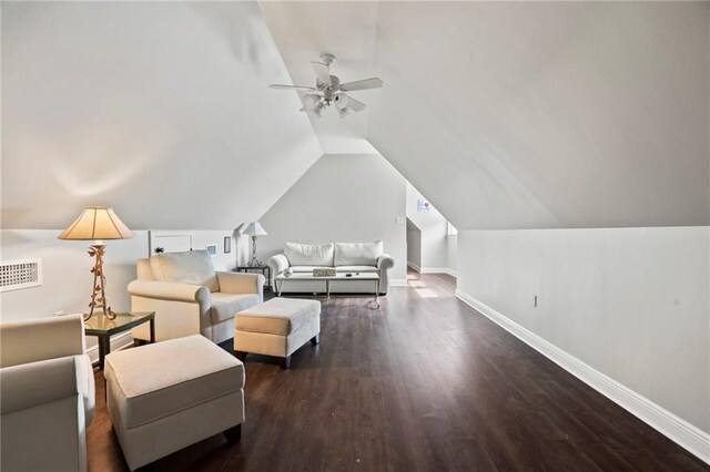 331 Memphis Trce, Covington, LA 70433 - living area with ceiling fan, wood finished floors, and lofted ceiling