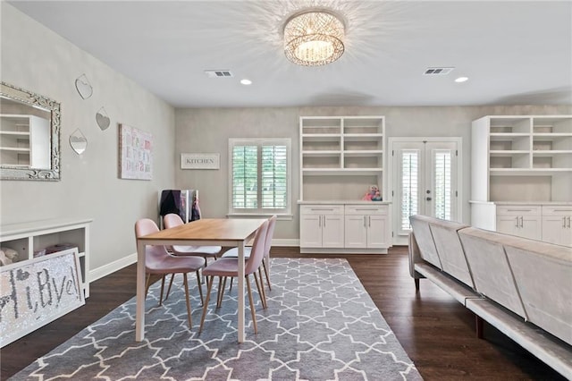 331 Memphis Trce, Covington, LA 70433 - dining area featuring plenty of natural light, baseboards, a chandelier, dark wood-type flooring, and recessed lighting