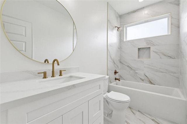 7211 Claiborne Ct, Arabi, LA 70032 - full bathroom with vanity, toilet, bathtub / shower combination, and marble finish floors
