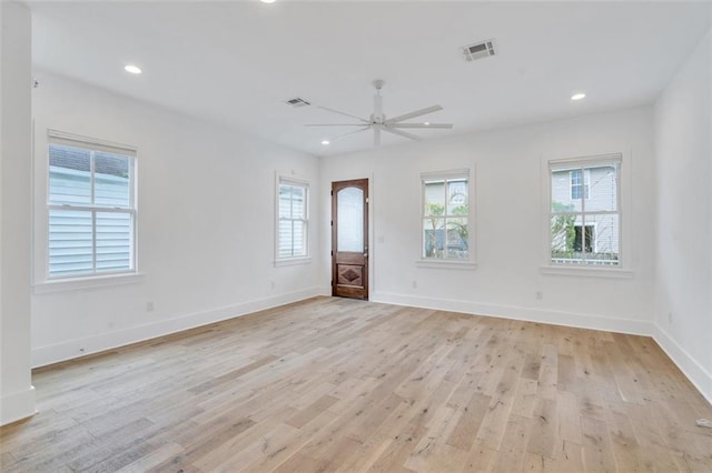2509 Palmyra St, New Orleans, LA 70119 - entrance foyer featuring healthy amount of natural light, light wood finished floors, ceiling fan, and recessed lighting