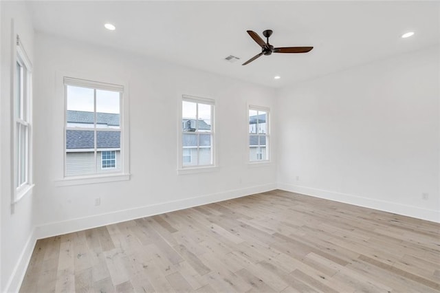 2509 Palmyra St, New Orleans, LA 70119 - spare room featuring a ceiling fan, light wood-style flooring, and recessed lighting