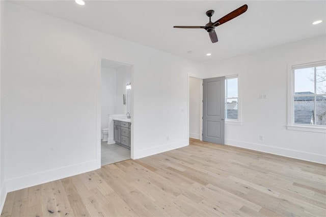 2509 Palmyra St, New Orleans, LA 70119 - empty room featuring a ceiling fan, light wood-style floors, and recessed lighting