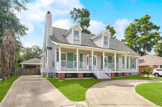 175 Dunleith Dr, Destrehan, LA 70047 - view of front facade featuring covered porch and a chimney