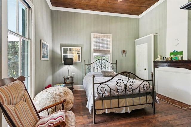 39267 Z Oaks Ln, Ponchatoula, LA 70454 - bedroom featuring crown molding, wood-type flooring, and wooden ceiling