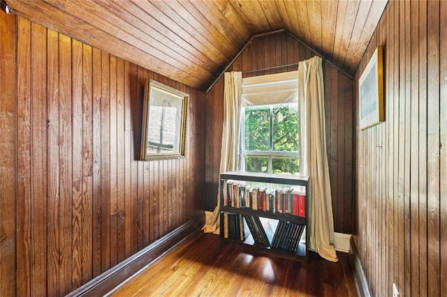 39267 Z Oaks Ln, Ponchatoula, LA 70454 - empty room with wooden walls, vaulted ceiling, wood-type flooring, and wood ceiling