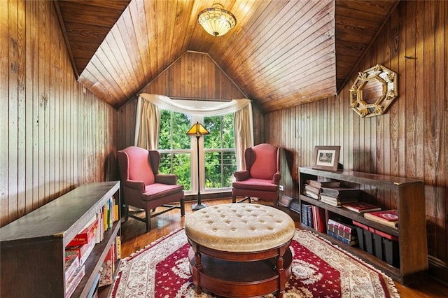 39267 Z Oaks Ln, Ponchatoula, LA 70454 - sitting room with wood walls, vaulted ceiling, wood ceiling, and wood finished floors