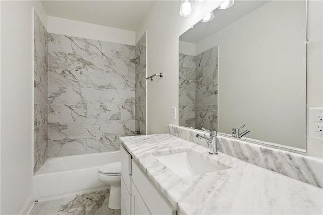 69206 4th Ave, Covington, LA 70433 - bathroom with vanity, marble look tile flooring, and shower / washtub combination