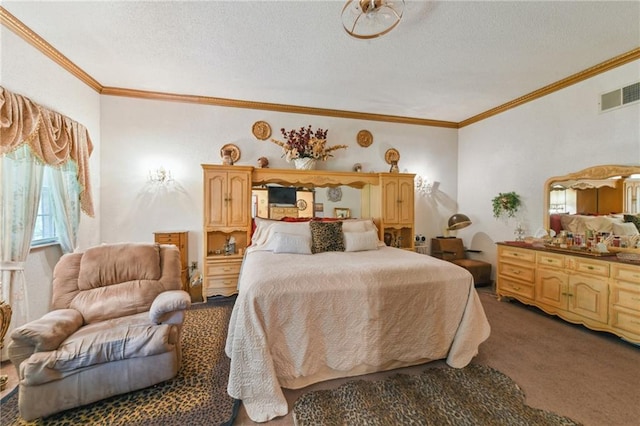 1319 Sumner St, New Orleans, LA 70114 - bedroom featuring crown molding, carpet flooring, and a textured ceiling