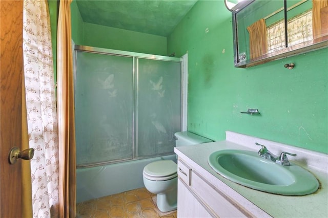1319 Sumner St, New Orleans, LA 70114 - full bathroom featuring vanity, bath / shower combo with glass door, and tile patterned floors