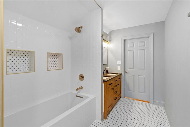 2801 Lakeshore Dr, Mandeville, LA 70448 - full bath featuring vanity, bathing tub / shower combination, and tile patterned floors