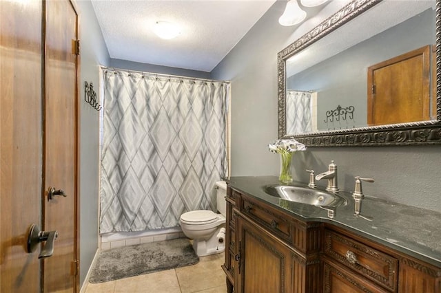 806 N Pearl Dr, Slidell, LA 70461 - full bathroom featuring vanity, tile patterned flooring, a shower with curtain, and a textured ceiling