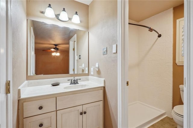 4808 Fairfield St, Metairie, LA 70006 - bathroom with vanity, a shower stall, and ceiling fan