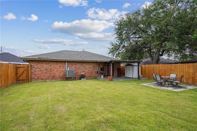 4808 Fairfield St, Metairie, LA 70006 - back of house with a shed, a fenced backyard, a patio, and brick siding