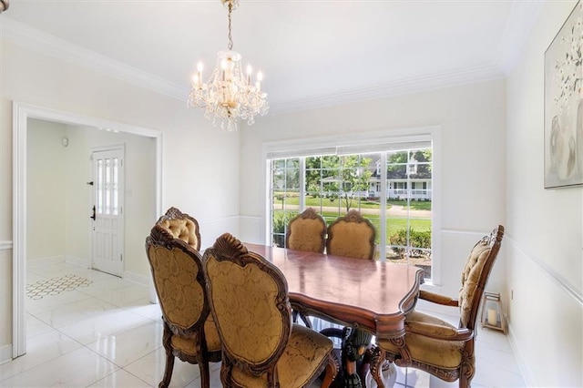 647 Highland Oaks Dr, Baton Rouge, LA 70810 - dining space with a chandelier and crown molding