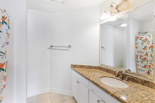 647 Highland Oaks Dr, Baton Rouge, LA 70810 - full bathroom with vanity, tile patterned floors, and a shower with curtain