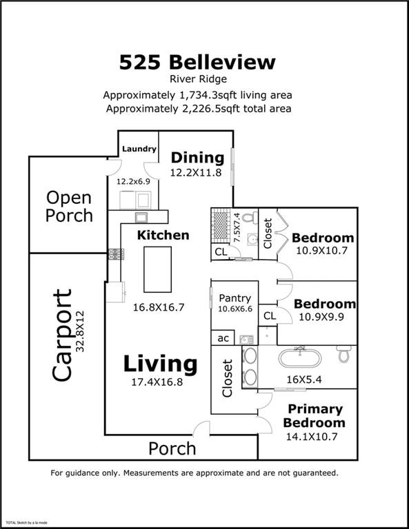 525 Bellview St, River Ridge, LA 70123 - view of property floor plan