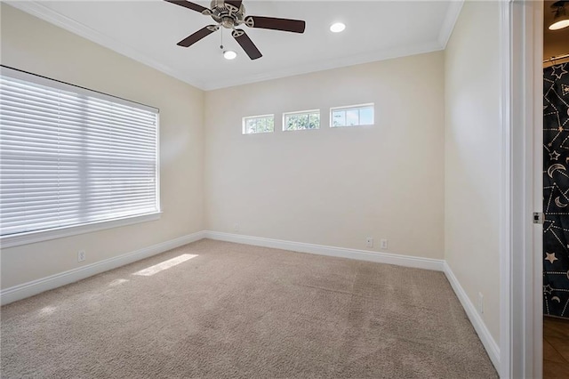 8000 Stonelake Village Ave Unit 406, Baton Rouge, LA 70820 - empty room featuring ceiling fan, ornamental molding, carpet floors, and recessed lighting
