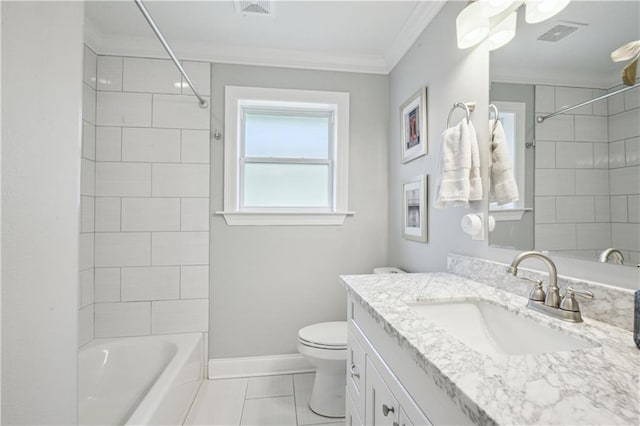 1213 Focis St, Metairie, LA 70005 - full bath featuring vanity, crown molding, and  shower combination