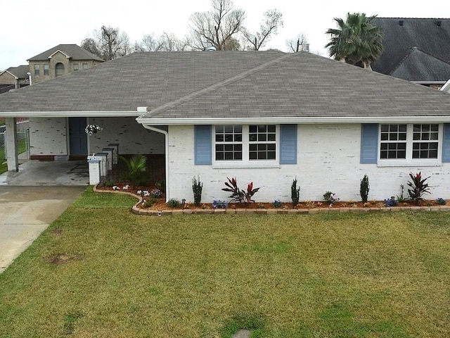 917 Ellen St, Terrytown, LA 70056 - view of front of home with driveway, roof with shingles, a front lawn, an attached carport, and brick siding