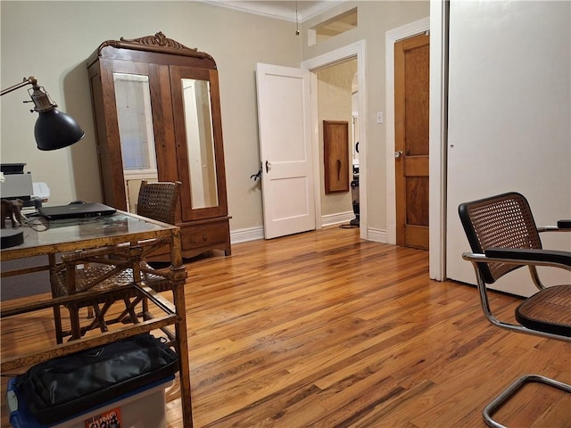 4712 Lafaye St, New Orleans, LA 70122 - office featuring light wood-type flooring and ornamental molding