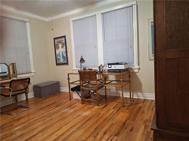 4712 Lafaye St, New Orleans, LA 70122 - home office with light wood-type flooring and crown molding