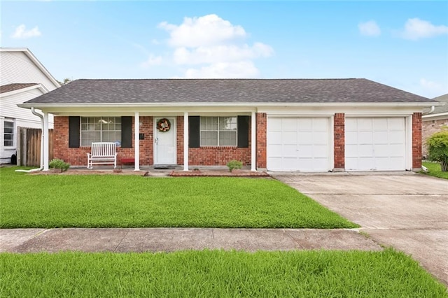 1404 Colony Pl, Metairie, LA 70003 - single story home with a porch, concrete driveway, a garage, and brick siding