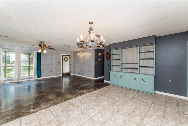 2129 Hamilton St, Franklinton, LA 70438 - unfurnished living room with a chandelier and a ceiling fan