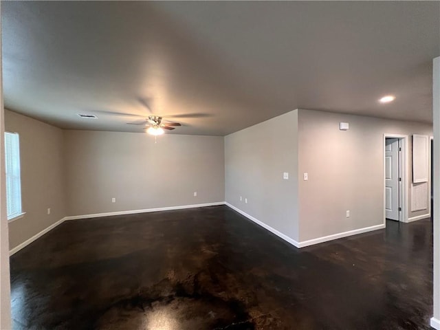 360507 Park Blvd, Chalmette, LA 70043 - empty room featuring a ceiling fan, concrete flooring, and recessed lighting