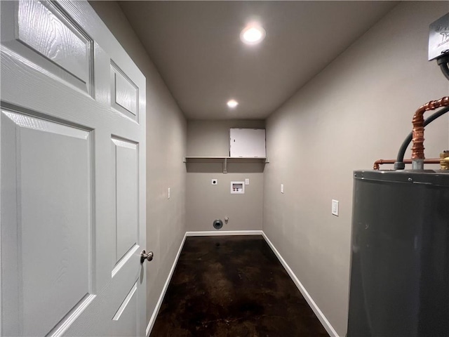 360507 Park Blvd, Chalmette, LA 70043 - laundry area with water heater, hookup for an electric dryer, washer hookup, and recessed lighting