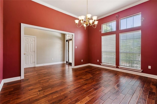 142 Colony Rd, Belle Chasse, LA 70037 - unfurnished room with a chandelier, wood finished floors, and ornamental molding