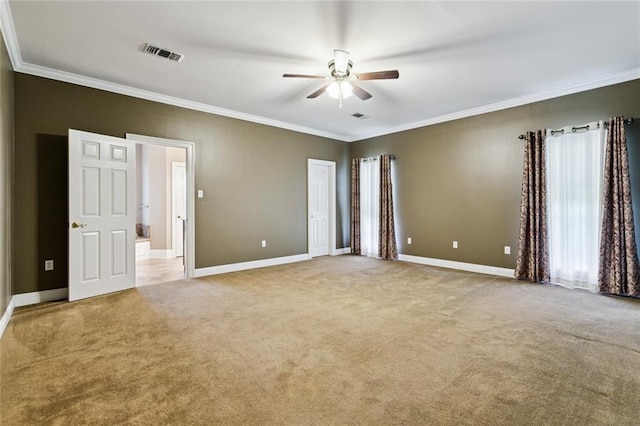 142 Colony Rd, Belle Chasse, LA 70037 - carpeted spare room featuring a ceiling fan, ornamental molding, and healthy amount of natural light