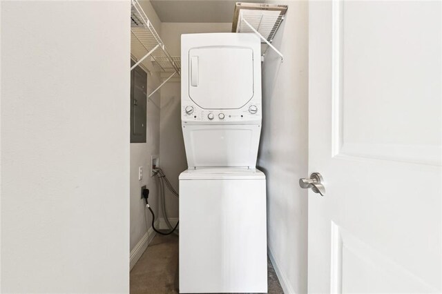 3805 Houma Blvd Unit B221, Metairie, LA 70006 - washroom with estacked washer and dryer and electric panel